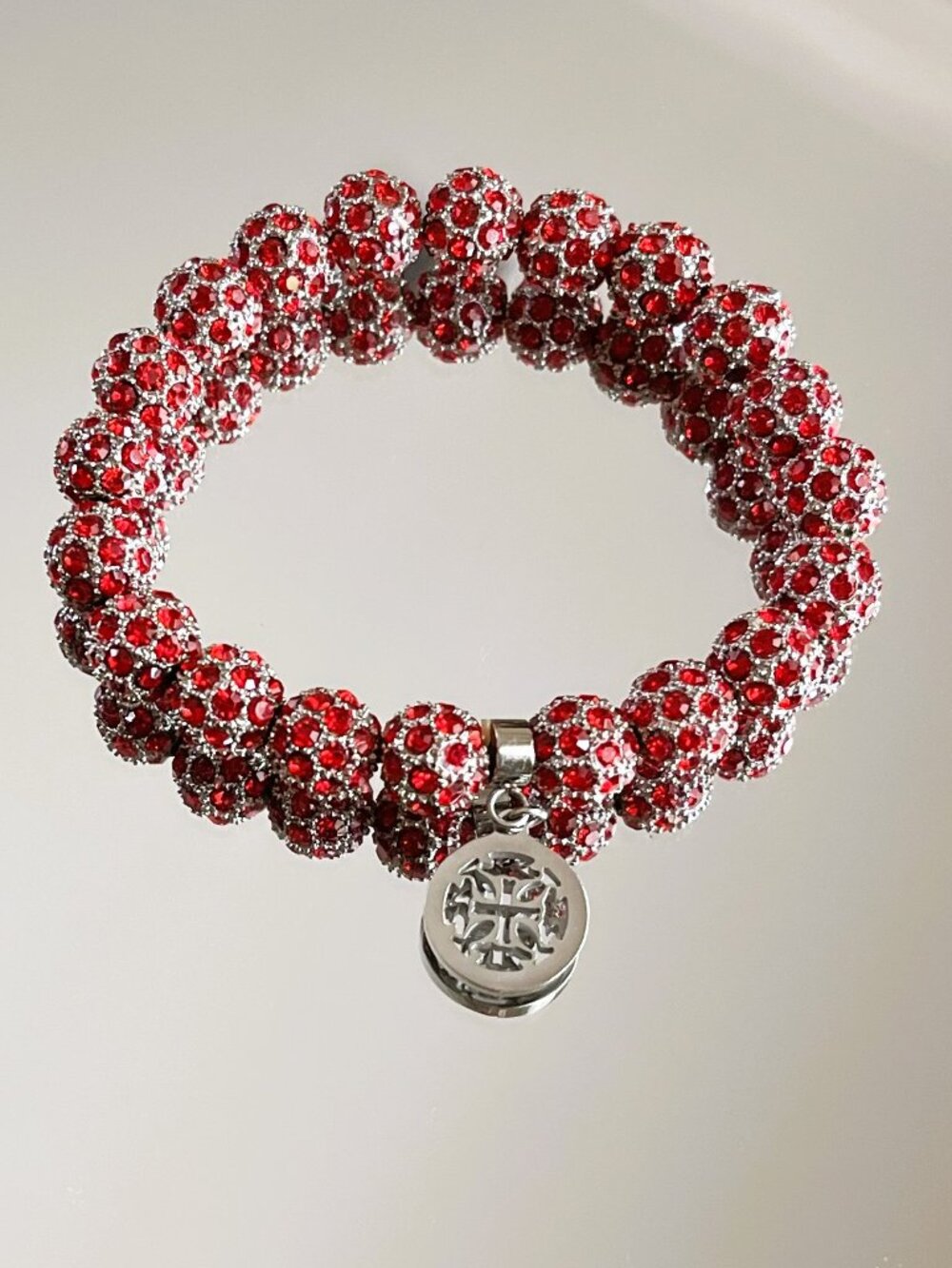 Rustic Cuff Metal Stainless Steel Shambala Beaded Stretch Bracelet